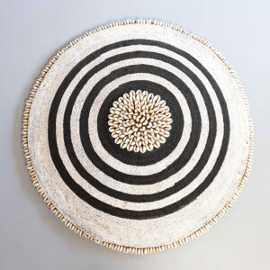 Home Accessories, Decor, Wall Art, African Warrior Beaded Shield Solid Wood Black & Cream